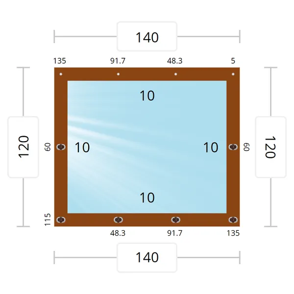 Мягкое окно 140x120 см, для веранды, беседки